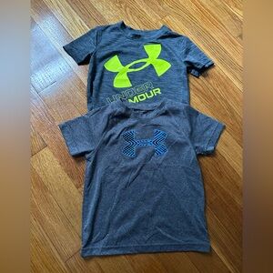 Under Armour Kids' Gray Tees with Neon Yellow and Blue Logos